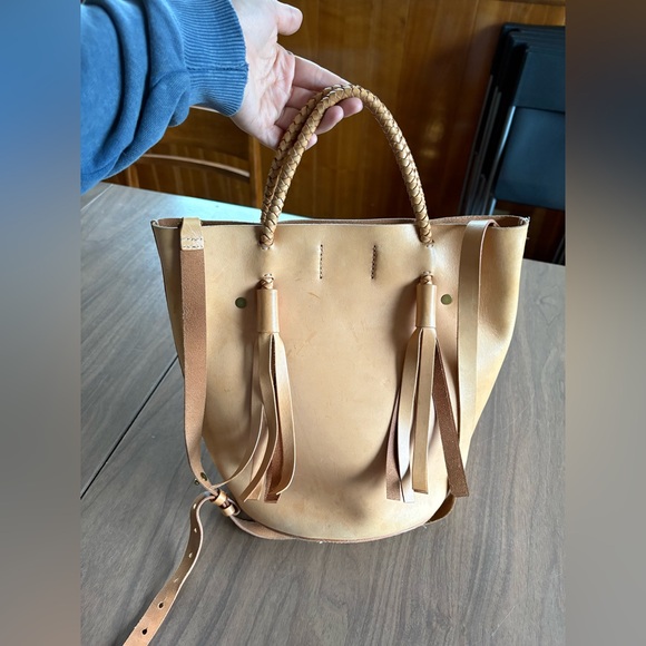 Madewell Tan Leather Tote Bag with Tassels - Picture 7 of 7